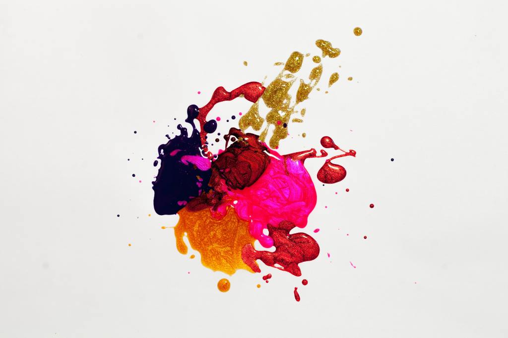 abstract colors splattered on white background